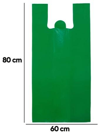 Sacola Reciclada Verde em Fardo - Tamanho 60cm x 80cm - G - Fardo com 150 Unidades - Aprox. 5,00kg