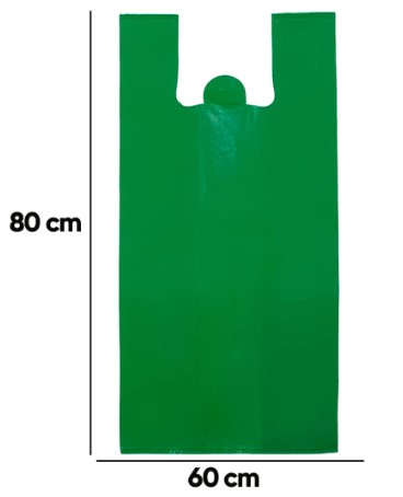 Sacola Reciclada Verde em Fardo - Tamanho 60 x 80 - G - Fardo com 150 Unidades - Aprox. 5,00kg