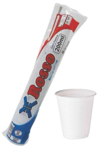 Tira de Copo Plástico Descartavel - Branco com 200ml - Tira com 100 Unidades - ROSSO